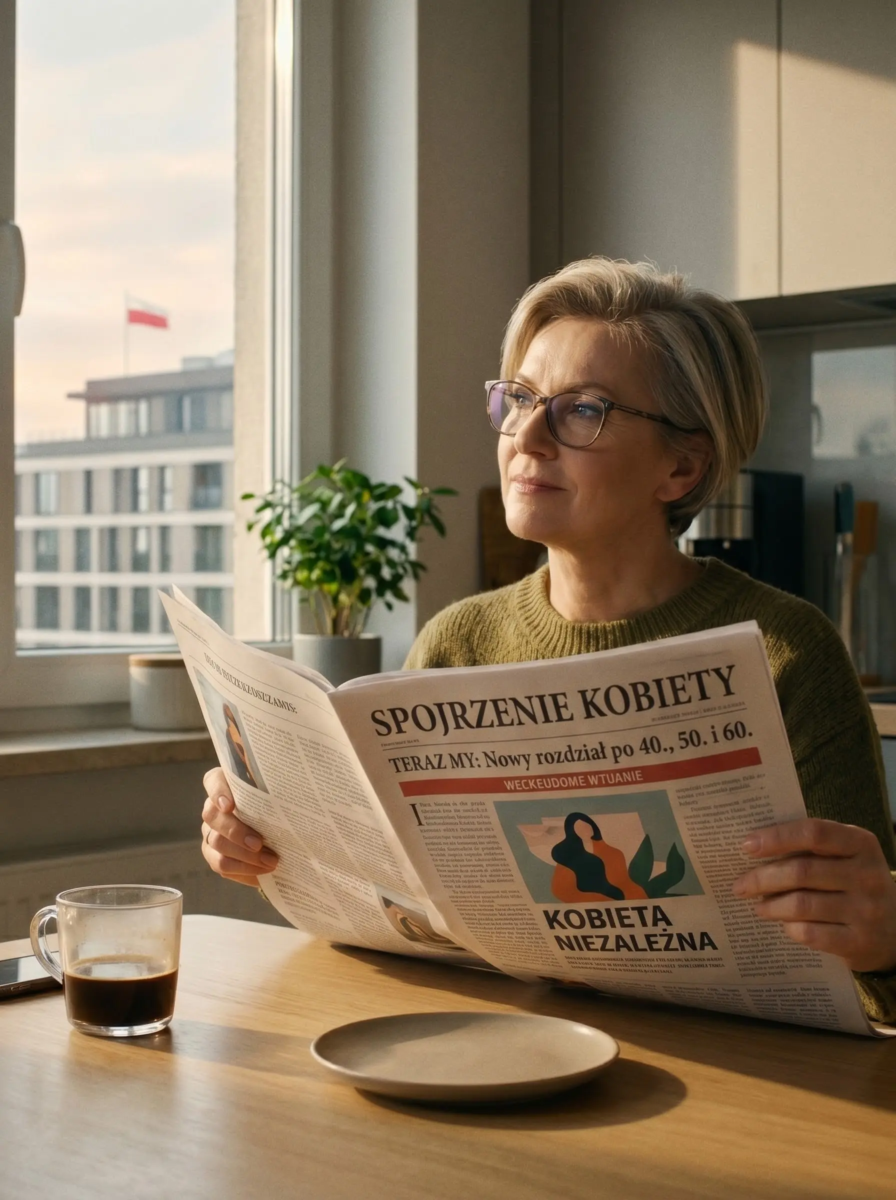 Halina czyta gazetę, mają w końcu trochę czasu dla siebie.